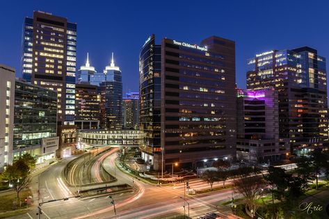 Texas Medical Center in Houston during twilight | by Arie's Photography Texas Night Aesthetic, Houston Texas Downtown, Houston Texas Photography, Space Center Houston Texas, Texas Medical Center, World Of Chaos, Medical Center, Houston, Medical