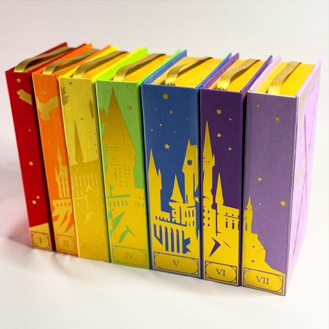 ⚡️ HARRY POTTER | Rainbow Rebind 🌈 Now available on Etsy! Finally! After almost THREE MONTHS of on and off work and remaking several of these volumes I’ve finally finished the Rainbow HP set! 🥳 Each book is hand crafted with matching colour and gold HTV, custom printed endpapers and hand drawn portraits of seven of the characters from the series (as well as a quote from each) - I can’t possible fit everything in here so look out for a few more posts over the next few weeks. 💫 These are no... Rebound Harry Potter Books, Harry Potter Rebinding, Harry Potter Book Set, Book Rebinding, Drawn Portraits, Slytherin Ravenclaw, Hp Book, Harry Potter Illustration, Hand Drawn Portraits