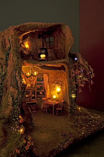 Fairy Tree Trunk House @ Night | My tree trunk house is off … | Flickr Tree Trunk House, Fairy Garden Design Ideas, House Night, Fairy Tree Houses, Fairy Garden Furniture, Fairy Village, Fairy House Diy, Fairy Garden Designs, Fairy Garden Crafts