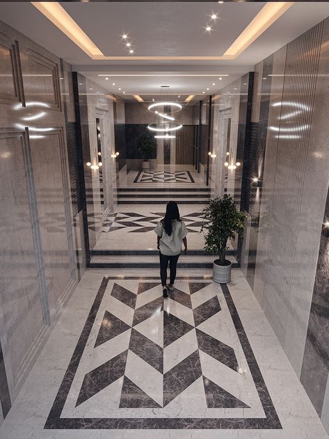 Marble Floor Design Entrance Luxury, Marble Entrance Design, Lobby Tiles Design, Marble Inlay Floor Patterns, Entrance Foyer Flooring, Marble Flooring Design Entrance, Floor Tile Design Entrance, Granite Flooring Design Outdoor, Lobby Floor Design