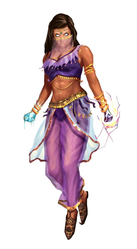 Female Jinn, Suli Pathfinder, Genie Female, Dnd Genie, Pathfinder Undine, Dnd Marid Genie, Djinn Female, Female Genie Character Design, Female Genie