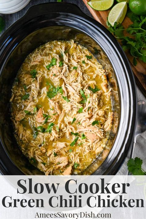 Slow Cooker Green Chili Chicken Low Sodium Chicken Chili, Crock Pot White Chicken Chili, Crockpot Chicken Chili Recipes, Chili Crockpot, White Chicken Chili Slow Cooker, The Chunky Chef, Chicken Chili Crockpot, Chunky Chef, Crockpot White Chicken Chili