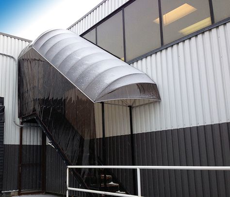 Stairs Canopy with clear vinyl cover Covered Stairs Exterior, Entrance Awning, External Stairs, Avoca Beach, Entry Awning, Steel Stairs Design, Stairs Canopy, Stairs Covering, Outside Stairs