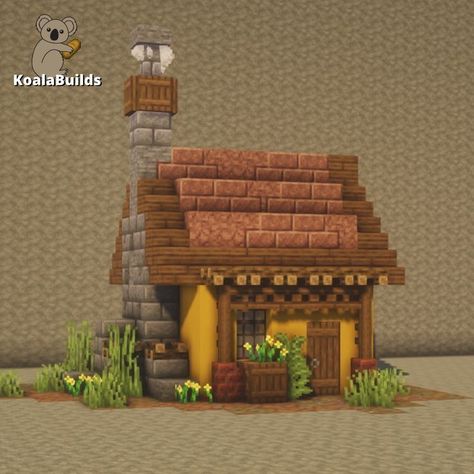 Minecraft Village Survival, Minecraft Villager House Design, Small Cool Minecraft Builds, Min3craft House Ideas, Small Cottage Core House Minecraft, Small Minecraft Cottage Tutorial, Minecraft Masa House, Tiny Minecraft House Ideas, Easy Minecraft Village Houses