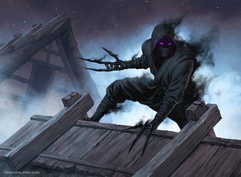 Morbid Fantasy • Ninja of the New Moon by Greg Opalinski Arte Ninja, Ninja Art, Monster Concept Art, Samurai Art, Fantasy Concept Art, Fantasy Warrior, Art Series, Dnd Characters, New Moon