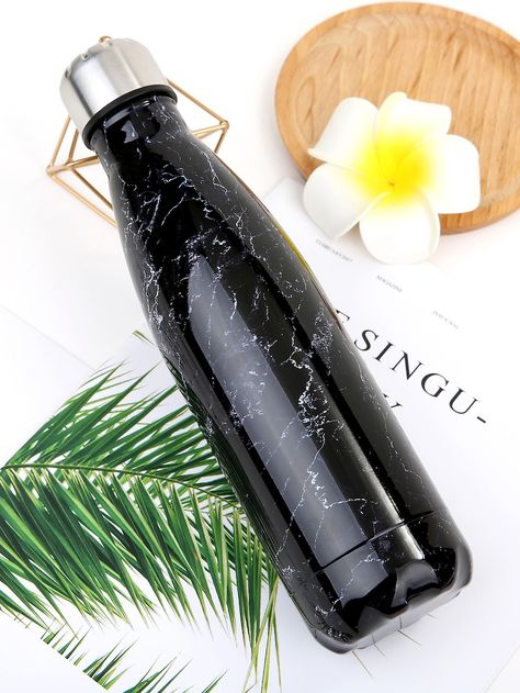 Marble Pattern Water Bottle -SHEIN(SHEINSIDE) Discovery Bottles, Water Marble, Sensory Rooms, Vacuum Cup, Water Beads, Antique Bottles, Bottle Mockup, Wine Bottle Crafts, Bottles And Jars