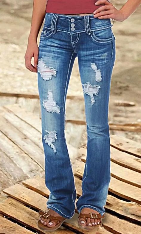 Cut Denim Jeans, Low Rise Bootcut Jeans, Estilo Denim, Mode Jeans, Denim Patterns, Mode Casual, Denim Material, Bootcut Pants, Denim Collection