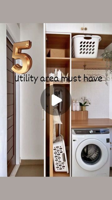 Gautam Singal on Instagram: "5 Must 🤘have for the utility area✨💦. These things make your area super💫 useful, organized, easy to use, aesthetically beautiful and safe in every way.

✅Save the reel
✅Follow for more

#UtilityAreaEssentials #MustHaveItems #UtilityRoom #HomeOrganization #FunctionalSpace #StorageIdeas #HomeEfficiency #UtilityRoomDesign #HomeOrganizationTips #SpaceOptimization
#CustomInteriors #InteriorMakeover #HomeDesign #RenovateYourHome #ConstructionAndDesign #HomeRemodel #StylishInteriors #InspirationForHome #InteriorsAndDecor #NewHomeLook #TransformationInProgress

[Interior design, Instagram growth, Instagram reel, Viral reel, content creation, Gautam construction co., Delhi-NCR, utility design]" Utility Area Ideas, Utility Area Ideas Indian, Small Laundry Ideas, Utility Area, Utility Room Designs, Interior Design Instagram, Utility Closet, Utility Design, Utility Cabinets