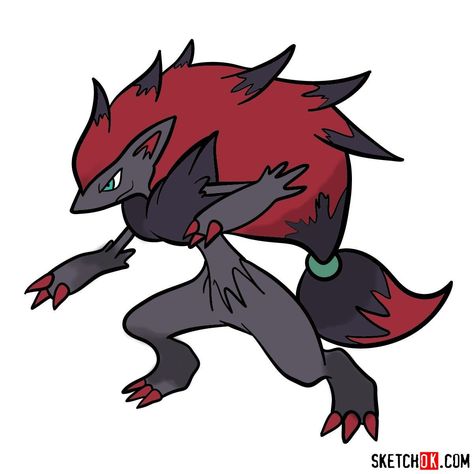 How to draw Zoroark Pokemon Sketch Pokemon, Dark Type Pokemon, Pokemon Zoroark, Zoroark Pokemon, Art Of Drawing, Pokemon Sketch, Pokémon Art, Go Game, Galaxy Pictures