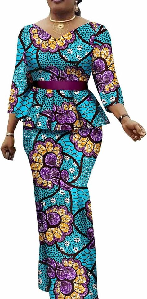 Amazon.com: African Clothes for Women Dashiki Print Top and Skirts 2 Piece Set Outfits Ankara Party Wedding Suit XXS 618-2 : Clothing, Shoes & Jewelry Six Pieces Skirt And Blouse Ankara, Skirt And Blouse Ankara Styles For Women, African Skirt Outfit, African Clothes For Women, African Fabric Dress, African Print Tops, Kaftan Designs, African Print Skirt, 2piece Outfits