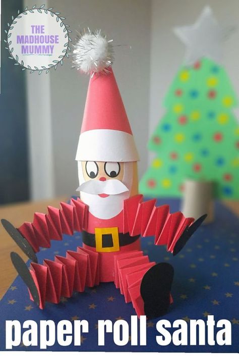 Santa Toilet Paper Roll Craft, Winter Toilet Paper Roll Crafts, Santa Paper Crafts, Santa Arts And Crafts, Toilet Paper Roll Santa, Christmas Toilet Paper Roll Crafts, Santa Crafts For Kids, Santa's Grotto, Recycled Christmas Decorations