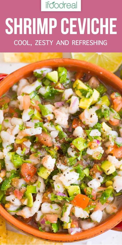 Acv Recipes, Shrimp Mexican, Easy Shrimp Ceviche, Ceviche Recipes, Mexican Shrimp Recipes, Shrimp Ceviche Recipe, Best Dip, Tostada Recipes, Mango Slaw