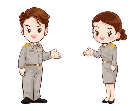 Vector thai government officers in unifo... | Premium Vector #Freepik #vector #government-officer #thai-teacher #public-service #woman-worker Couple Cartoon Characters, Psd Icon, Couple Cartoon, Public Service, Name Cards, Cartoon Character, Vector Photo, Cartoon Art, Cartoon Characters