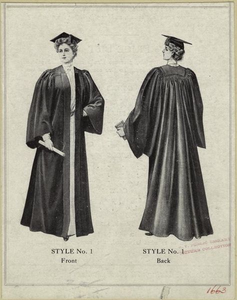 From NYPL's Blogs: For Graduation Day and After http://www.nypl.org/blog/2014/05/15/graduation-day-and-after Graduation Robe Design, Degree Card, Graduation Vintage, Vintage Graduation, Graduation Cap And Gown, Graduation Gown, Fashion Drawing Dresses, Graduation Diy, Cap And Gown