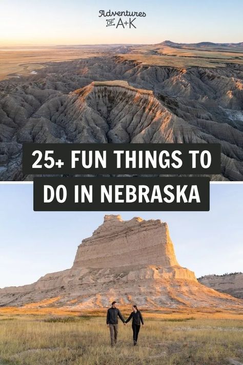 25+ FUN things to do in Nebraska - Adventures of A+K Nebraska Bucket List, Chimney Rock Nebraska, Ogallala Nebraska, Things To Do In Nebraska, Nebraska Travel, Travel Nebraska, South Dakota Road Trip, Spring Break Kids, Badlands National Park