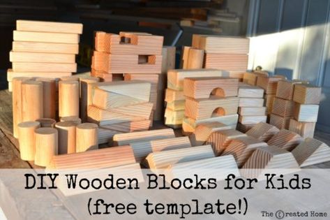 diy wooden blocks for kids free template Diy Wood Animals, Diy Blocks For Kids, Diy Wooden Toys For Toddlers, Wooden Blocks For Kids, Wooden Blocks Diy, Kids Woodworking Projects, Blocks For Kids, Wooden Blocks Toys, Diy Building Blocks