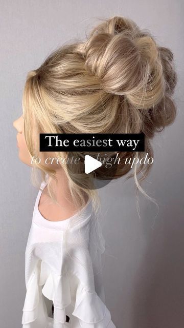 Jessica Gillette • Bridal Hair Education + Hair Tutorials on Instagram: "Looking for an easy way to create high updo styles effortlessly? You’re in luck! Here’s the easiest way I found to create this trendy look. Step 1: Create Two Top Ponytails Start by sectioning off the top half of your hair and create two ponytails using nylon hair ties. Opting for nylon hair ties instead of elastics adds more projection, resulting in added volume. Step 2: Secure the Lower Ponytail Now, take the remaining lower half of your hair and create a single ponytail. Try to secure it as close to the top two ponytails as possible. Step 3: Twist It Up! Time to add some stylish twists to your updo. Begin by twisting each of the ponytails separately. This will add texture and create the illusion of curled h Wedding Guest Hair Up, Curled Updo Hairstyles, Easy Hair Up, High Updo, Easy Updos For Medium Hair, Hair Education, Two Ponytails, Wedding Hairstyles Tutorial, Guest Hair