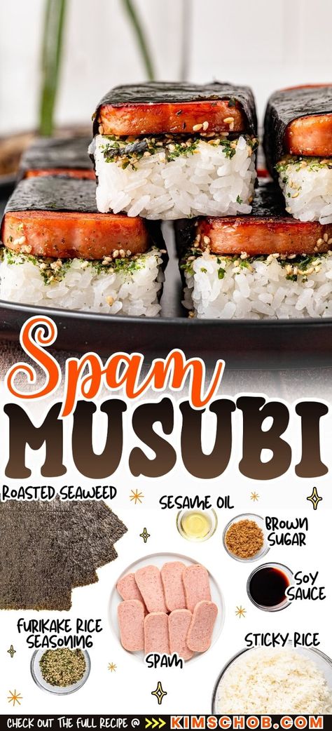 Asian Supper Ideas, How To Make Musubi, Spam Musubi Marinade, Easy Musubi Recipe, Spam Asian Recipes, Healthy Quick Meals For Two, Musubi Sauce Recipes, Asian Spam Recipes, Easy Food For Lunch