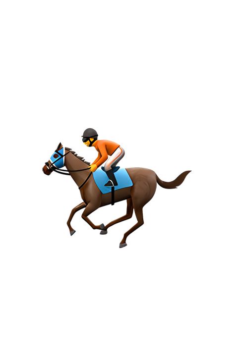 The emoji 🏇 depicts a jockey riding a horse, with the horse's front legs lifted off the ground as if in mid-gallop. The jockey is wearing a helmet and riding gear, and the horse is shown with a saddle and bridle. The emoji is typically depicted in a side view, with the jockey facing left and the horse facing right. Horse Emoji, Crown Clip Art, Grand Theft Auto Artwork, Apple Emojis, Picture Of A Person, Galloping Horse, Riding A Horse, The Emoji, Mall Design