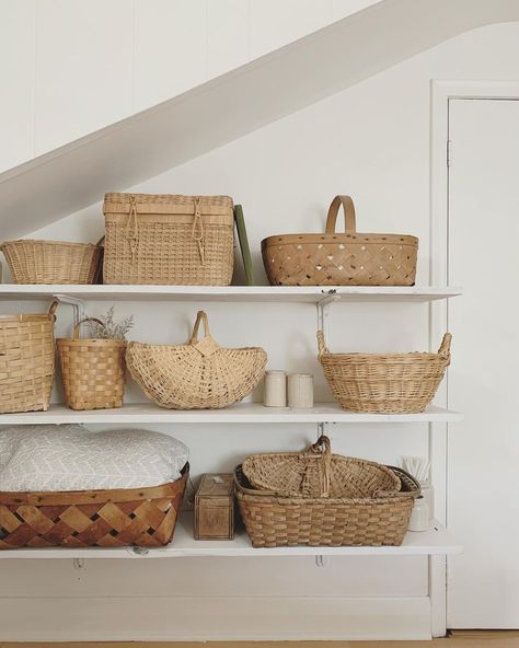 Organize With Baskets, Basket Collection, Large Basket Decor Ideas, Clearing Out Clutter, Basket Decor Ideas, Liz Marie Blog, Large Basket, Unique Furniture Pieces, Beautiful Storage