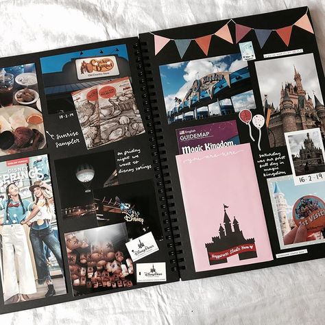 finally finished my disney world scrapbook so have some of my favourite pages . . . #disneyworld #disney #waltdisneyworld #florida #epcot… 30th Scrapbook Ideas, Disney World Scrapbook, Photo Book Ideas, Adventure Book Scrapbook, Black Scrapbook, Birthday Craft, Scrapbook Planning, Friend Scrapbook, Anniversary Scrapbook