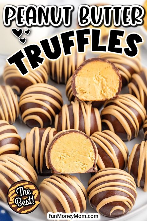 These delicious Peanut Butter Truffles have a sweet and velvety peanut butter filling with a decadent dark chocolate coating. Easy, elegant, and incredibly delicious, it's a no bake dessert that's perfect for any occasion. Chocolate Covered Truffles, Peanut Butter Bonbons, Hazelnut Truffles, Chocolate Dessert Bites, Cheesecake Truffles No Bake, Peanut Butter Truffles Easy, Little Debbie Truffles, Truffle Filling Recipes, Desserts Without Chocolate