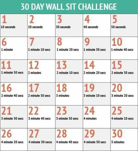 Wall squat  challenge Wall Sit Challenge, Crunches Challenge, 30 Day Push Up, Crunch Challenge, Burpee Challenge, 30 Day Squat, Month Workout Challenge, 30 Day Squat Challenge, 30 Days Challenge