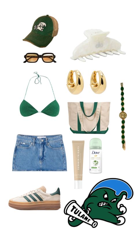 Tulane University game day outfit Tulane University, College Fits, Game Day Outfit, Europe Outfits, Simple Shoes, Beach Wear Outfits, Fits Clothes, Cute Pants, Gameday Outfit