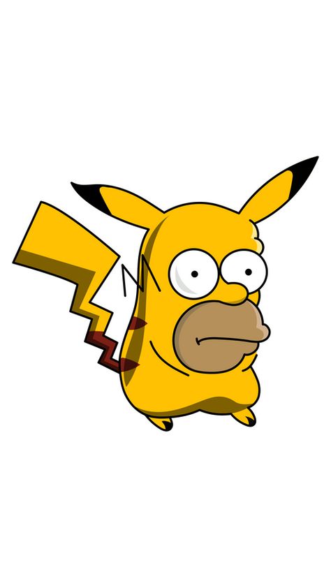 For sure, you couldn't imagine this, but we did it - fanart The Simpsons Homer Pikachu Sticker. Here, Homer Simpson from The Simpsons cartoon series got into the universe of Pokemons and of course,... Simpsons Characters Art, Homer Simpson Tattoo, Pikachu Fanart, Homer Simpson Drawing, Homer Simpson Paintings, Cartoon Simpsons, Pikachu Sticker, Homer Simpson Drawing Trippy, Homer Simpson Beer