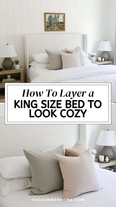 Transform your master bedroom into a designer haven with our guide on How To Layer A King Bed Like A Designer. Learn how to use Master Bed Linens and thoughtful layering techniques to create a cozy and stylish bed. Discover How To Style Your Bed Cozy for a bedroom that feels both luxurious and welcoming. Layer A Bed, Layered Bedding Ideas, Ultimate Bedroom, Bedroom Transformation, Designer Bedroom, Bedroom Design Inspiration, Bedding Inspiration, Small Bedroom Decor, Master Bed