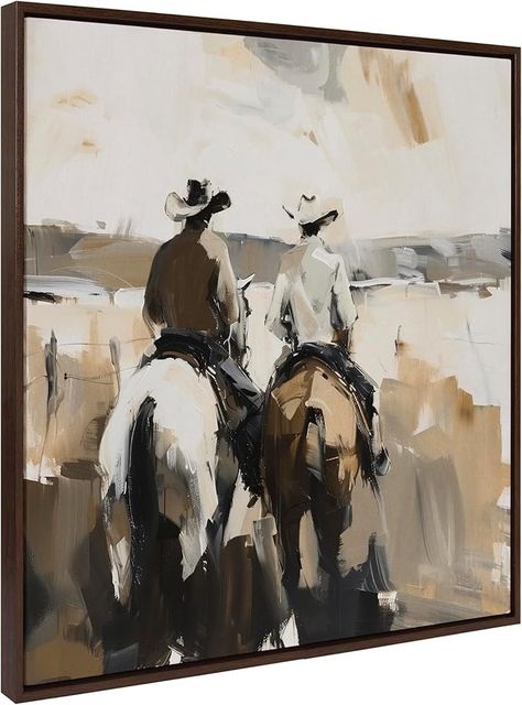 Amazon.com: Kate and Laurel Sylvie Western Cowboy Horseback Ranch Abstract Neutral 1 Framed Canvas Wall Art by The Creative Bunch Studio, 30x30 Brown, Modern Abstract Cowboy Art for Wall: Posters & Prints Cowboy Wall Art, Neutral Artwork, Modern Artwork Abstract, Western Artwork, Wall Frame Set, Cowboy Art, Eclectic Art, Brown Art, Wall Posters