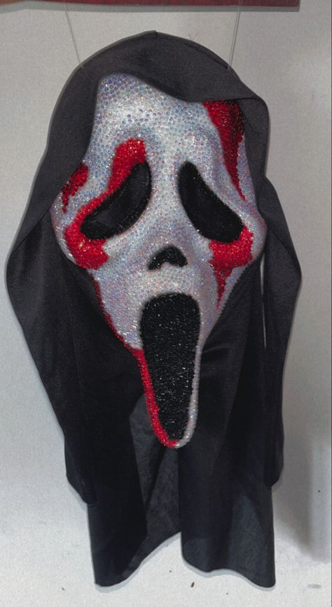 Rhinestone Scream mask Ghostface Mask Rhinestone, Ghost Face Gem Mask, Dimond Ghost Face Mask, Ghost Face Aesthetic Outfit, Gem Scream Mask, Sparkly Ghostface Mask, Sparkly Scream Mask, Badazled Ghost Face Mask, Ghostface Rhinestone Mask