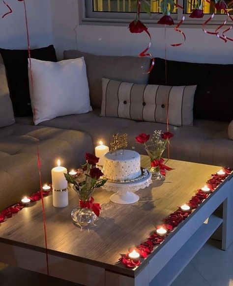 Anniversary Design Ideas At Home, Husbands Birthday Ideas At Home, Romantic Dinner Table Set Up For 2, Hubby Bday Decoration Ideas, Birthday Dinner Party For Him, Simple Romantic Room Surprise For Him, Husband Birthday Ideas At Home Decor, Valentine Surprise For Husband, Birthday Decor Ideas For Husband