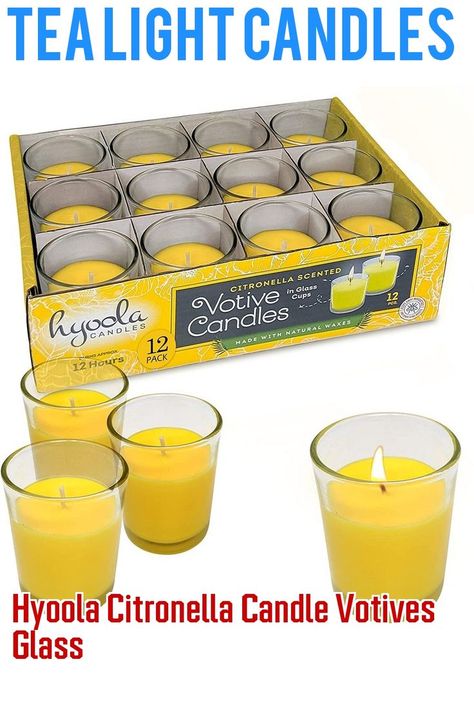 Hyoola Citronella Candle Votives Glass Bug Repellent Candles, Floral Picnic, Citronella Plant, Bug Repellant, Candle Votives, Citronella Candle, Yellow Candles, Citronella Oil, Citronella Candles