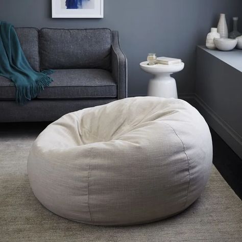 17 Best Beanbag Chairs of 2021: Leather, Faux Fur, and More | Architectural Digest Bean Bag Living Room, West Elm Sofa, Stylish Curtains, Playroom Furniture, Soft Bedding, Bag Chair, Room Planning, Bag Collection, Bedding Shop