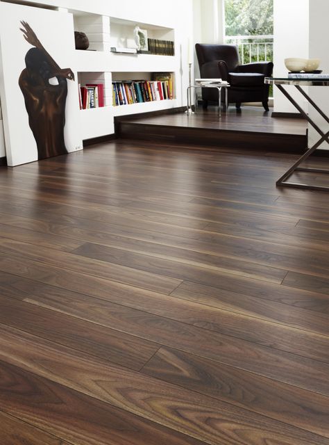 Wooden Floors Living Room, Brown Laminate Flooring, Tiles Bedroom, Walnut Laminate Flooring, Walnut Wood Floors, Walnut Laminate, Dark Wooden Floor, Laminate Flooring Colors, Wooden Floor Tiles