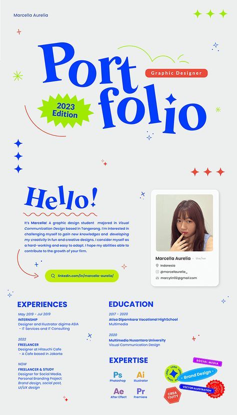 การออกแบบ Ui Ux, Cv Website, Cv Inspiration, Graphic Design Portfolio Layout, 포트폴리오 레이아웃, Desain Buklet, Visual Communication Design, Graphic Design Student, Portfolio Design Layout