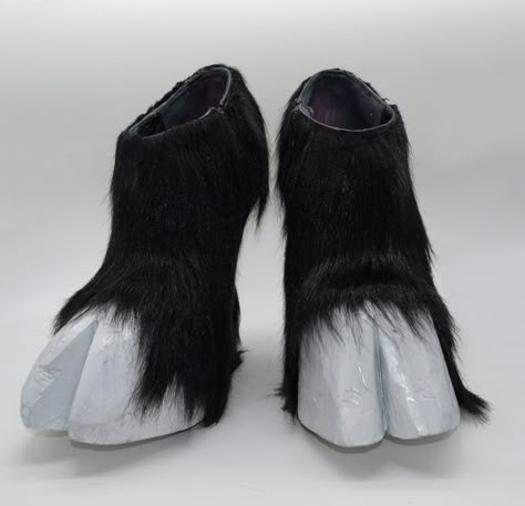 How to Make Hoof Shoes – Experimentation Log  —  Anna Kaziunas France | Digital Fabrication + User Experience Hooved Shoes, Faun Costume, Hoof Shoes, Beer Case, Painting Fur, Acrylic Spray Paint, Digital Fabrication, Shoe Crafts, Duck Tape