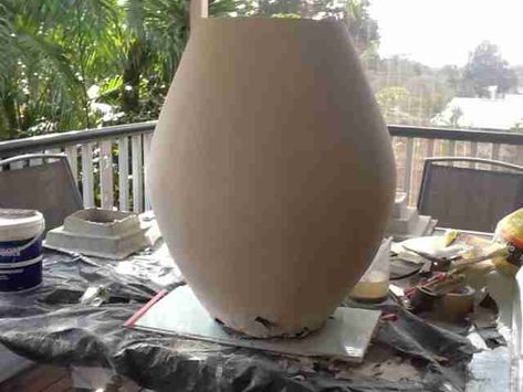 Giant Pots Made with New Cement/Paper Mache Clay Mixture 4 Paper Mache Clay Recipe, Clay Recipe, Paper Mache Clay, Cement Crafts, Clay Food, Ceramic Birds, Decorative Pots, Large Planters, Diy Stuff