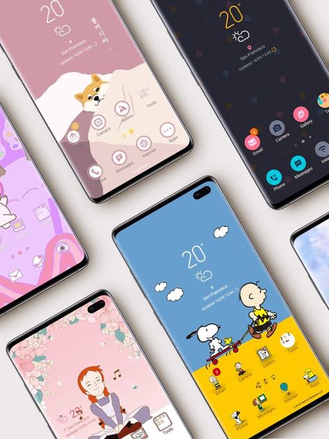 Galaxy Themes - Design | Samsung Developers Cute Themes For Mobile Phone, Free Samsung Themes, Cute Samsung Themes, Samsung Themes Free, Samsung Themes Aesthetic, Samsung Theme Ideas, Samsung Galaxy Themes, Phone Theme Ideas, Samsung Homescreen