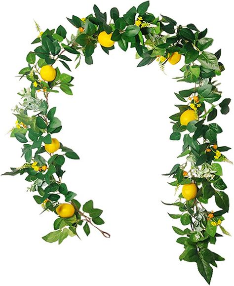 Lemon Garland, Fruit Garland, Grapevine Garland, Fake Lemons, Spring Greenery, Wedding Party Table Decorations, Spring Fruit, Lemon Flowers, Feuille Eucalyptus