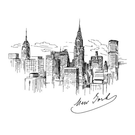 New York. Hand drawn illustration #Sponsored , #Paid, #AFFILIATE, #York, #drawn, #illustration, #Hand Drawing New York, New York Drawing, New York Illustration, Skyline Drawing, Cityscape Drawing, New York Painting, New York Buildings, City Sketch, New York Architecture