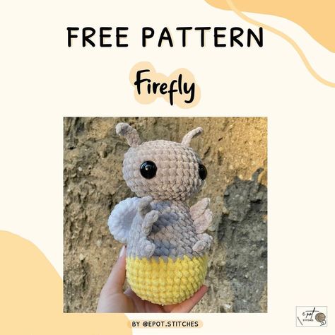 Crochet Lightning Bug, Crochet Firefly Pattern Free, Crochet Firefly Pattern, Firefly Crochet Patterns, Firefly Crochet Pattern Free, Quick And Easy Crochet Projects Free, Crochet Firefly, Cute Crochet Amigurumi, Diy Crochet Hook