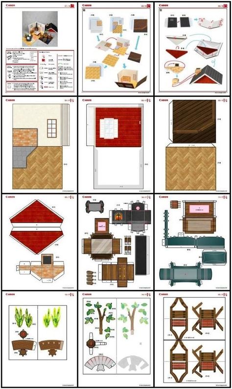 Papercraft Furniture, Papercraft Templates Printables, 3d Paper Houses, Paper Models House, Paper Dollhouse, Scandinavian House, Origami Patterns, Barbie Dolls Diy, Dollhouse Printables