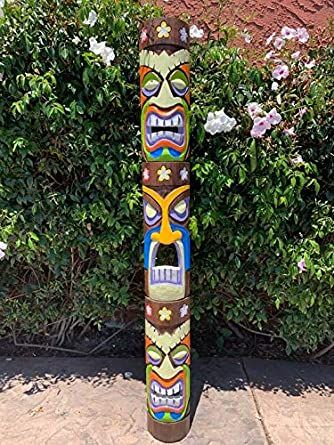 Tropical Island Decor, Tropical Bar, Tropical Patio, Garden Totem, Tiki Statues, Tiki Decor, Tiki Totem, Tiki Art, Tiki Mask