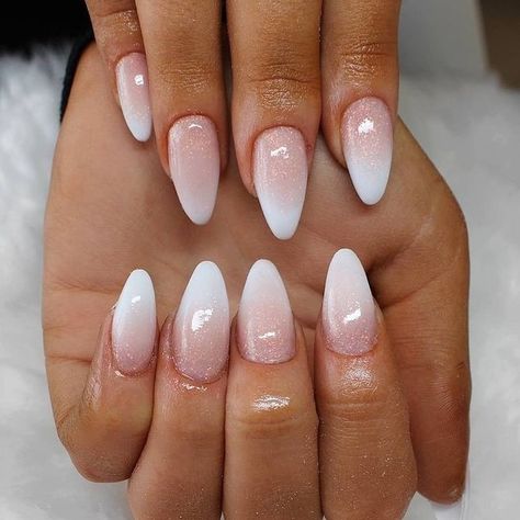 Ombré French, French Fade Nails, Ombre French Nails, Ellie Rose, Rounded Acrylic Nails, Almond Nails French, Faded Nails, Natural Acrylic, French Fade