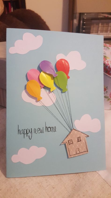 Cards New Home Handmade, New Home Cards Diy, Welcome Back Home Card Ideas, New Apartment Cards Handmade, Diy House Warming Card, New Home Diy Card, New Home Cards Handmade Easy, Handmade New Home Cards, Welcome Home Cards Diy