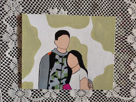 Customised Gift For Boyfriend, Faceless Drawing Aesthetic, Faceless Portrait Painting Canvases, Bestie Paintings, Cute Paintings On Canvas For Boyfriend, Painting For Boyfriend Canvases, Canvas Couple Painting, Cute Painting Ideas For Boyfriend, Mini Canvas Art For Boyfriend