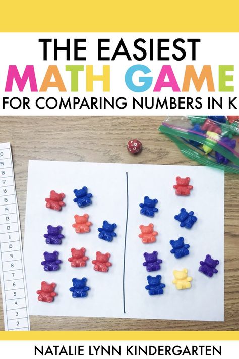 Comparing Numbers Kindergarten Games, Comparing Numbers Preschool, Teen Numbers Kindergarten, Comparing Numbers Kindergarten, Math Activities For Kindergarten, Easy Math Games, Compare Numbers, Building Number Sense, Easy Math Activities