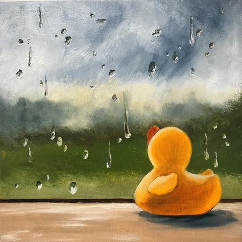 A quick rainy day painting - 8x8 oil on cradled birch panel. This is "Pond Memories Of Sunny Days"... #oilpainting #stilllife #artoftheday #contemporaryart #rubberduck #rain #artstagram #artstarsmag by lorn_curry Rainy Day Painting, Christmas Cookies Packaging, Still Life Artists, Day Painting, Rubber Ducks, Cute Paintings, Balloon Dog, Hyperrealism, Rubber Ducky